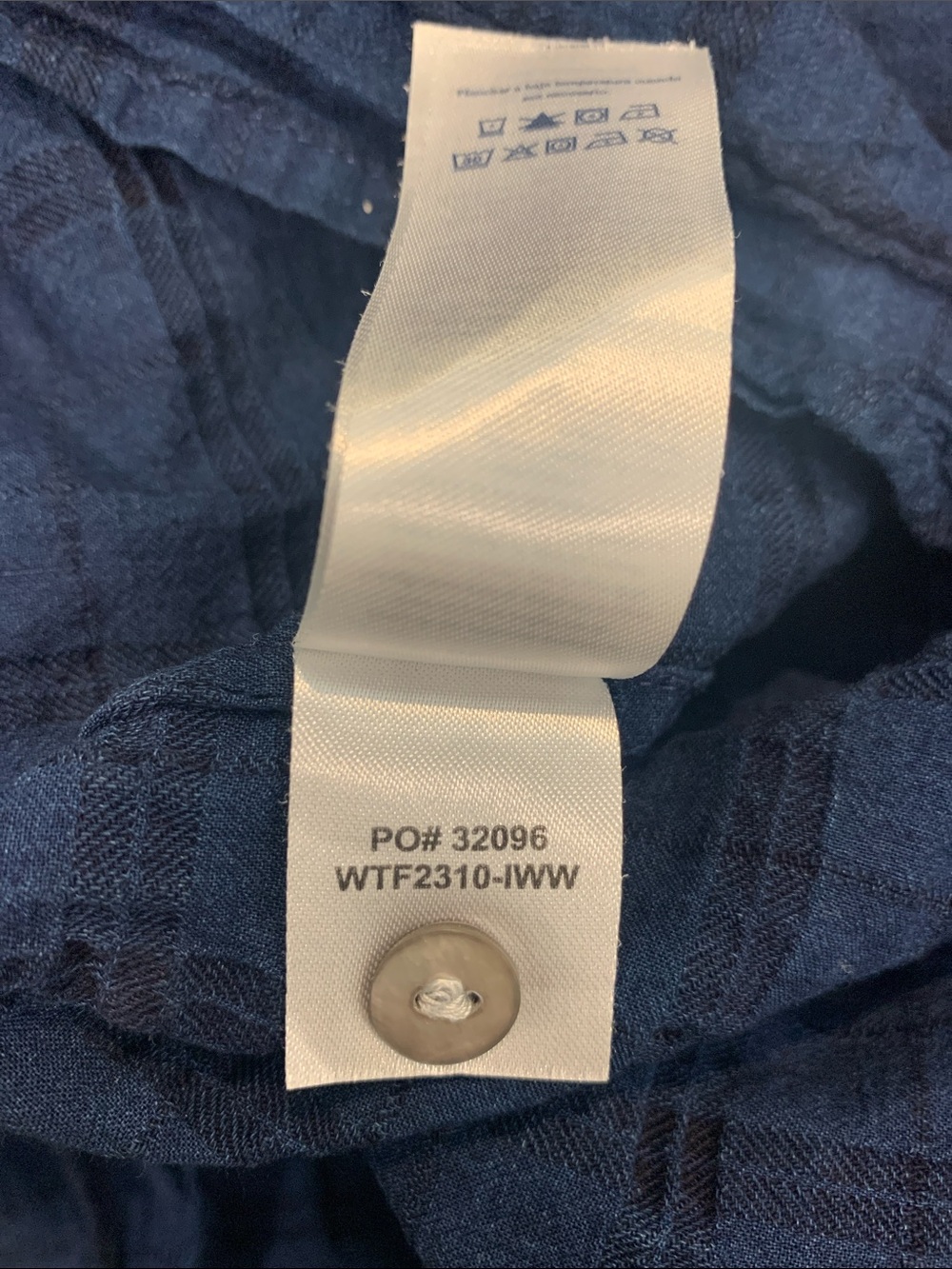 Faherty Olli Organic Cotton Indigo Dyed  Windowpane Henley Shirt Navy Blue Small - Picture 9 of 9